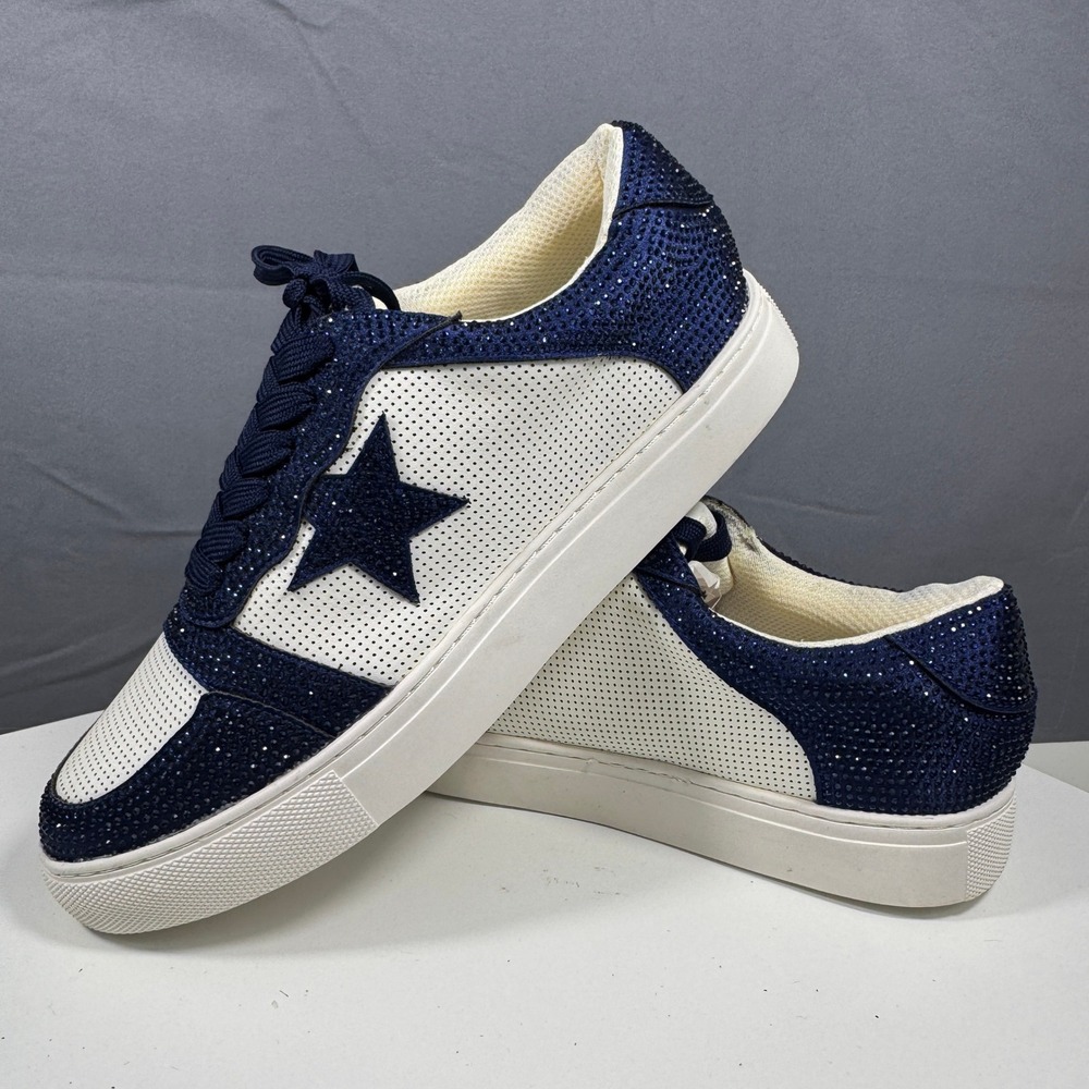Hey Girl by Corkys Legendary Sneaker Womens 8 Navy White Rhinestone Star Low Top
